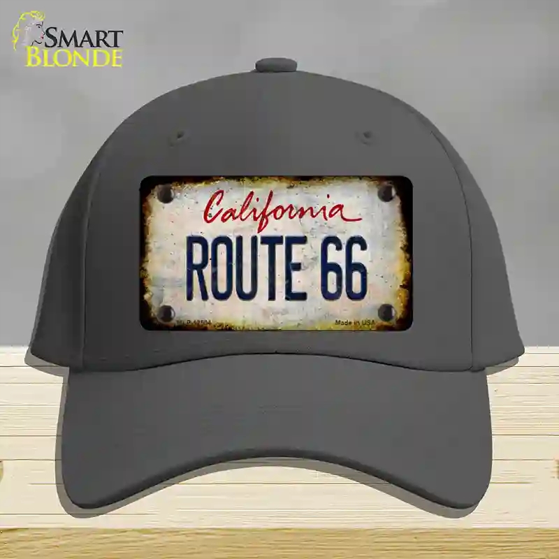 HAT04-MLP-12504 Route 66 California Rusty Novelty License Plate Hat, Cotton - Charcoal