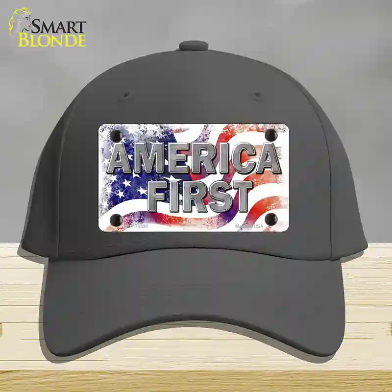 HAT04-MLP-12520 America First Novelty License Plate Hat, Cotton - Charcoal