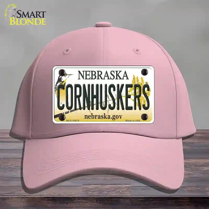 HAT05-MLP-10579 Cornhuskers Nebraska Novelty License Plate Hat, Cotton - Pink