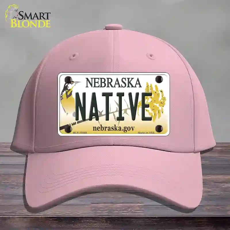 HAT05-MLP-10599 Native Nebraska Novelty License Plate Hat, Cotton - Pink