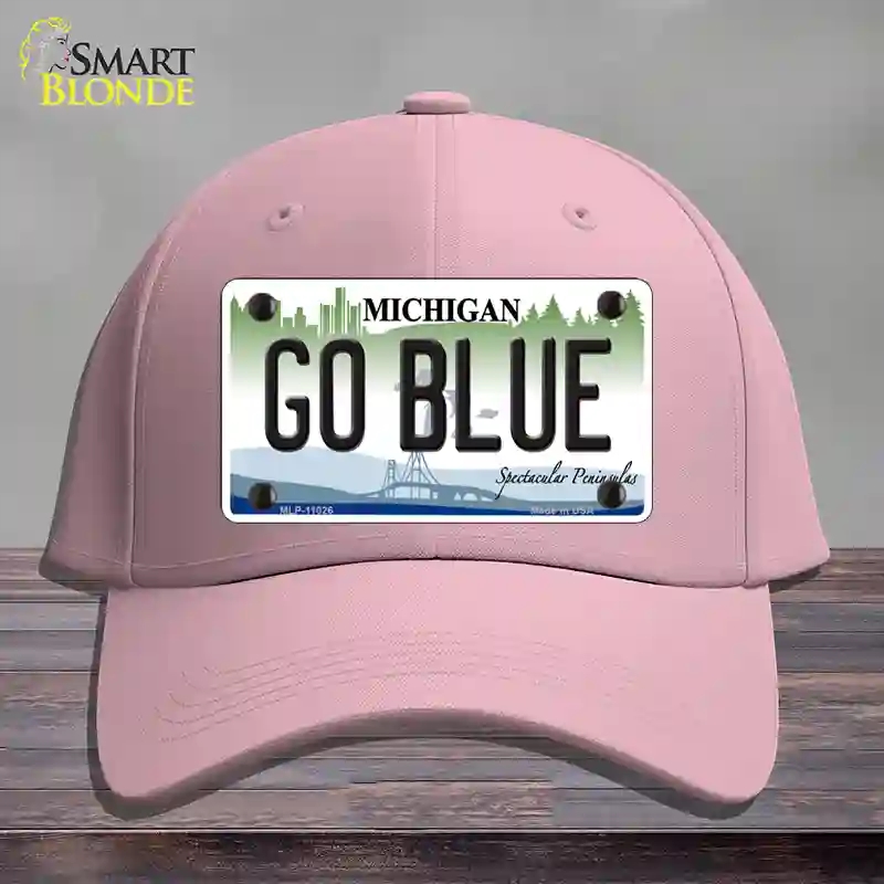 HAT05-MLP-11026 Go Blue Michigan Novelty License Plate Hat, Cotton - Pink