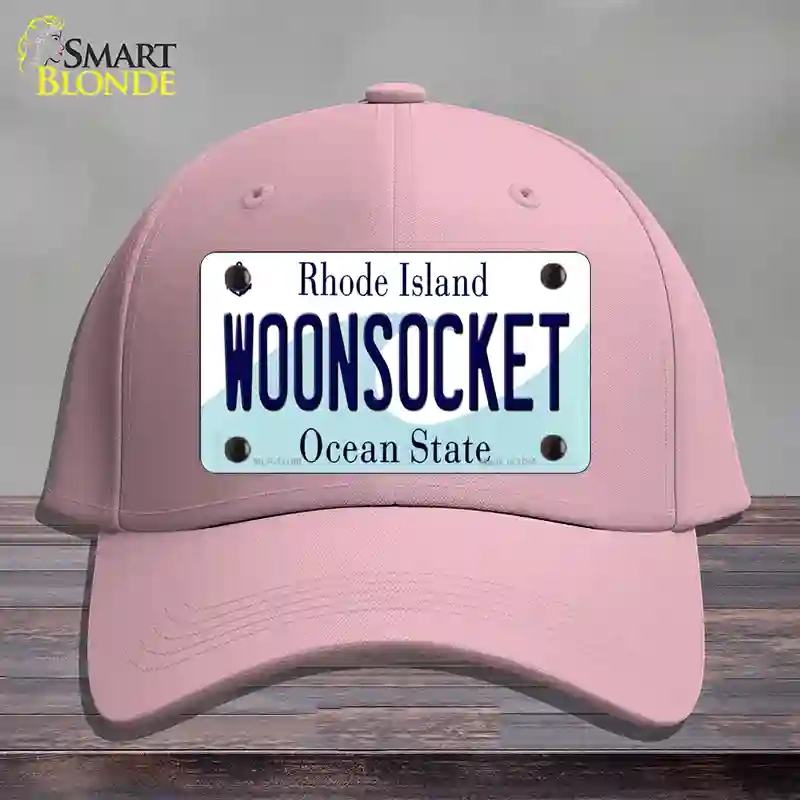 HAT05-MLP-11186 Woonsocket Rhode Island State Novelty License Plate Hat, Cotton - Pink