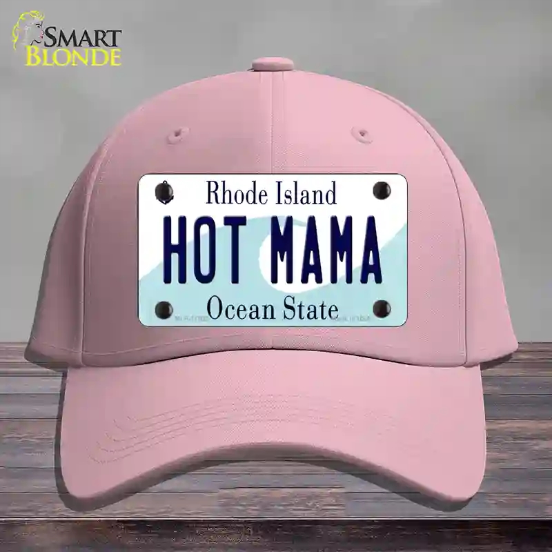 HAT05-MLP-11202 Hot Mama Rhode Island State Novelty License Plate Hat, Cotton - Pink