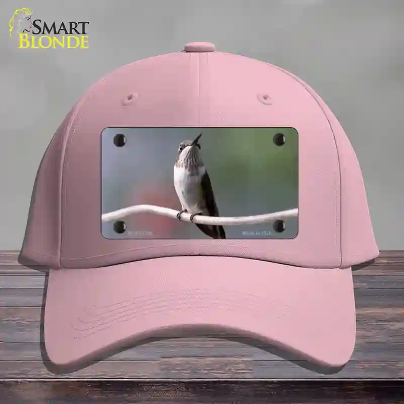 HAT05-MLP-11246 Hummingbird Perched on Branch Novelty License Plate Hat, Cotton - Pink