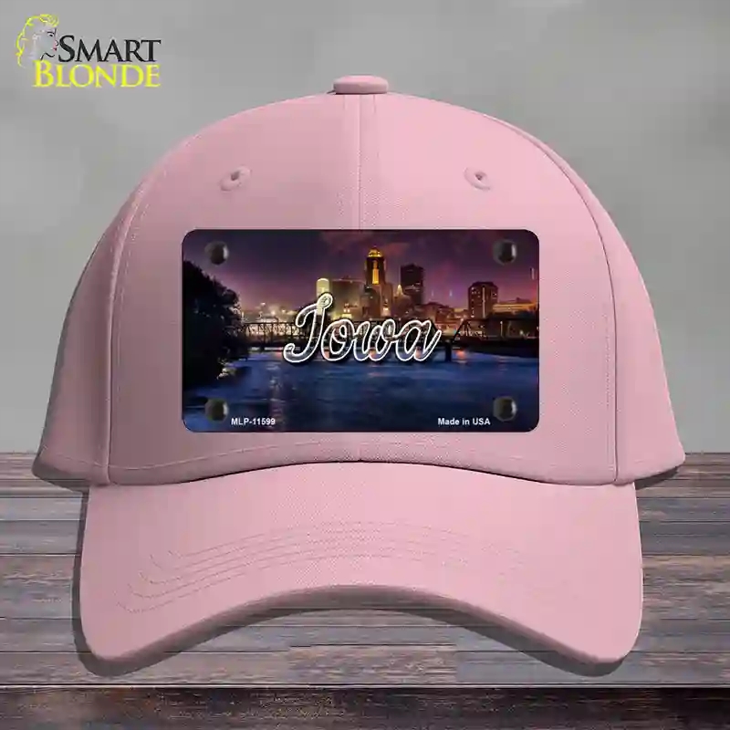 HAT05-MLP-11599 Iowa Bridge City Lights State Novelty License Plate Hat, Cotton - Pink