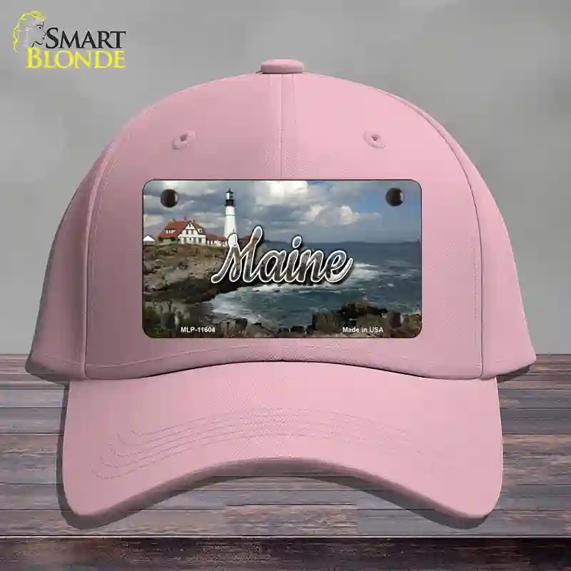 HAT05-MLP-11604 Maine Lighthouse Beach State Novelty License Plate Hat, Cotton - Pink