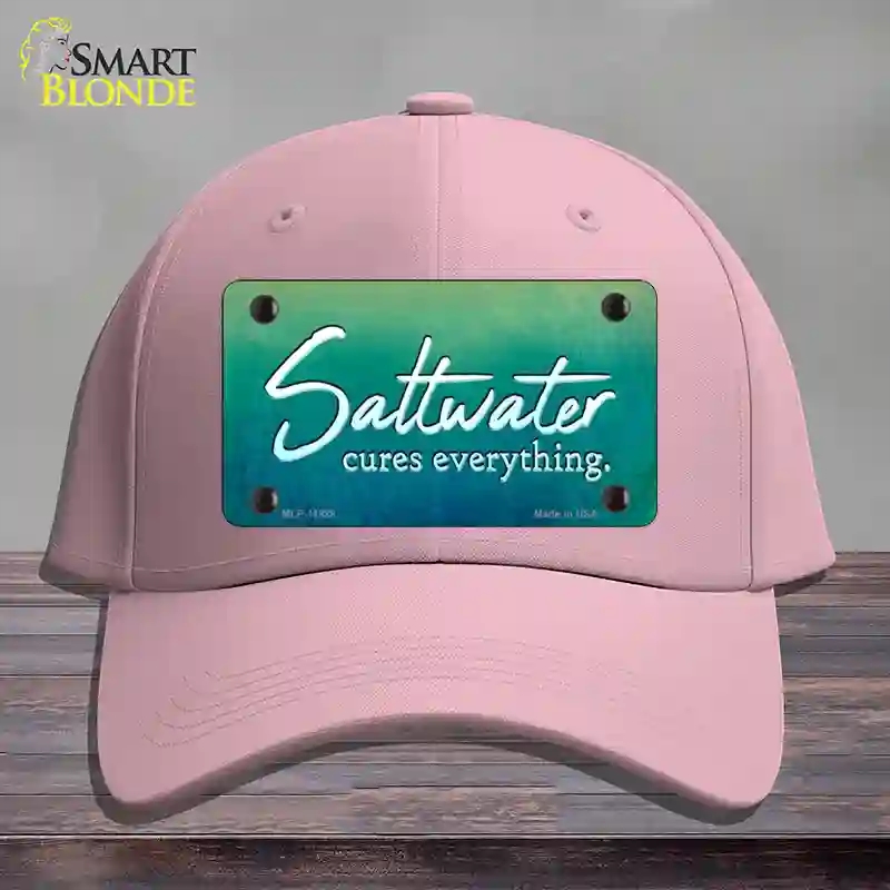 HAT05-MLP-11888 Saltwater Cures Everything Novelty License Plate Hat, Cotton - Pink
