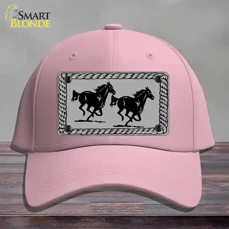 HAT05-MLP-1233 Two Running Horses Novelty License Plate Hat, Cotton - Pink