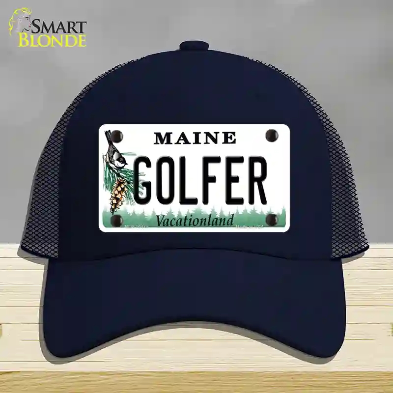 HAT16-MLP-10418 Golfer Maine Novelty License Plate Hat, Mesh - Navy