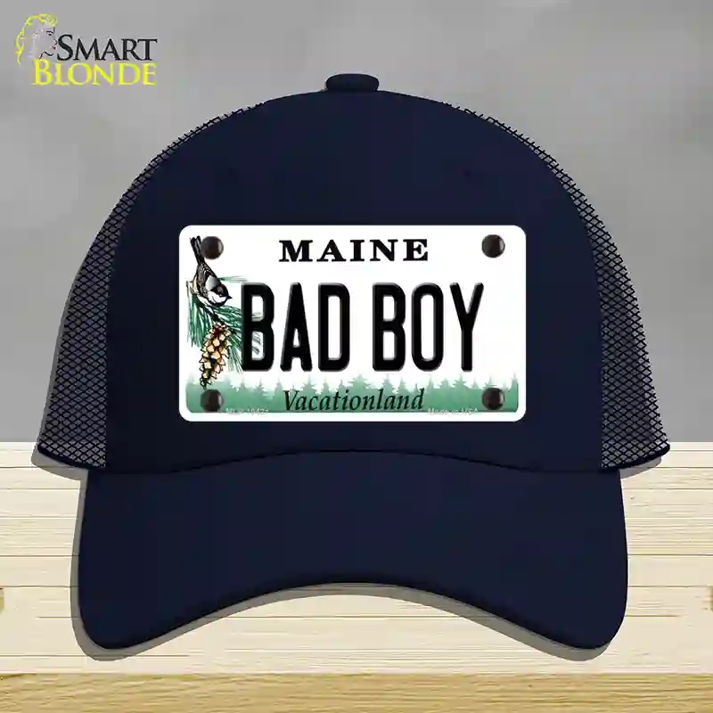 HAT16-MLP-10421 Bad Boy Maine Novelty License Plate Hat, Mesh - Navy