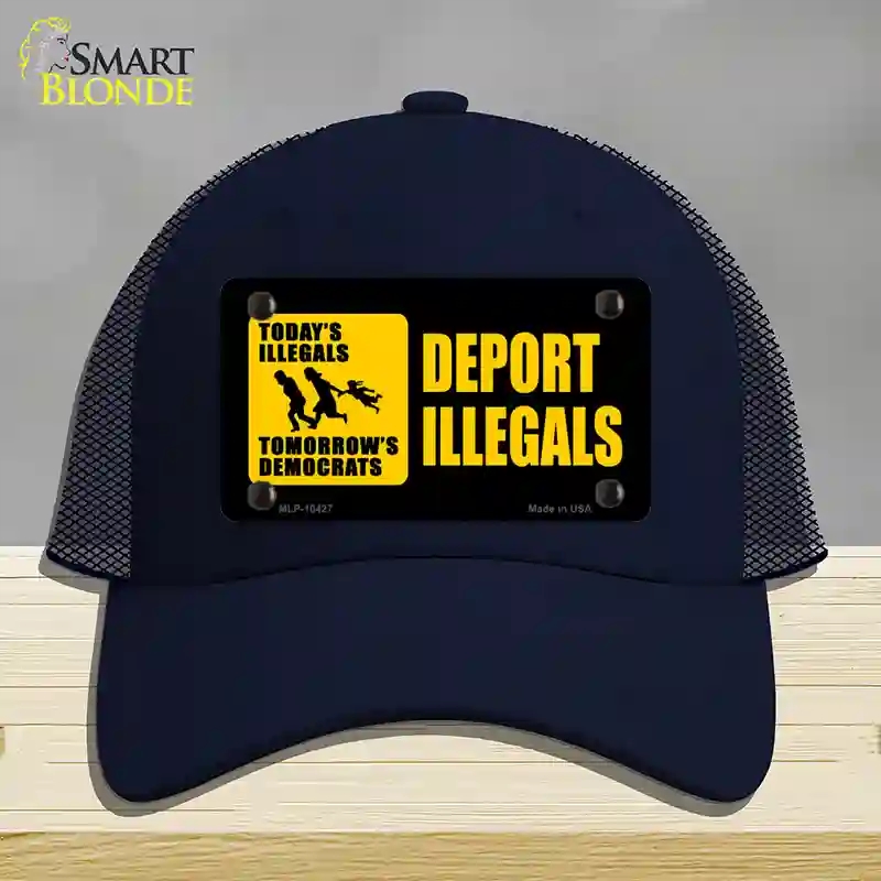 HAT16-MLP-10427 Deport Illegals Novelty License Plate Hat, Mesh - Navy