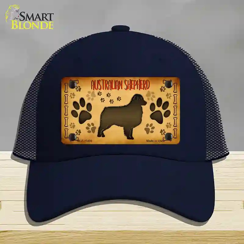 HAT16-MLP-10430 Australian Shepherd Novelty License Plate Hat, Mesh - Navy