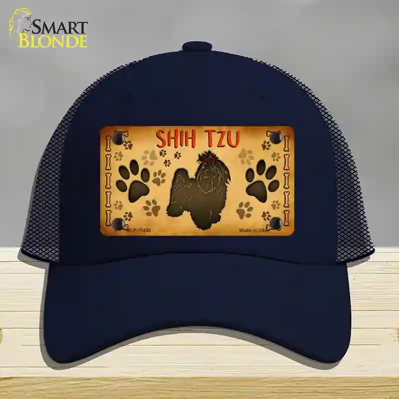 HAT16-MLP-10458 Shih Tzu Novelty License Plate Hat, Mesh - Navy