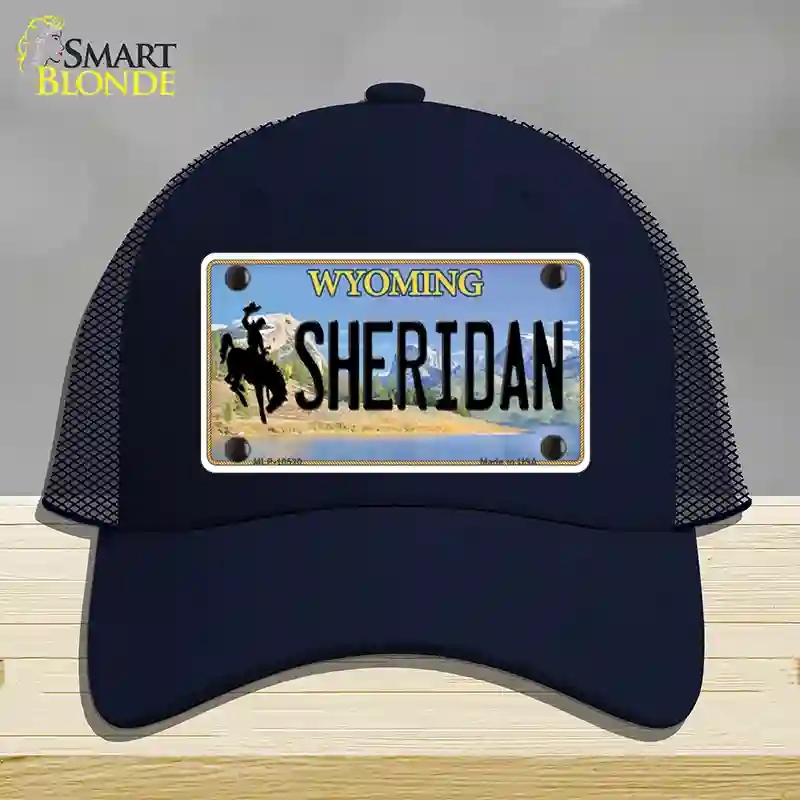HAT16-MLP-10520 Sheridan Wyoming Novelty License Plate Hat, Mesh - Navy