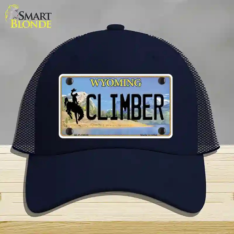 HAT16-MLP-10536 Climber Wyoming Novelty License Plate Hat, Mesh - Navy
