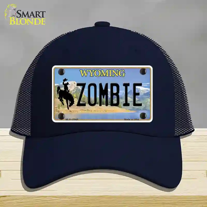 HAT16-MLP-10545 Zombie Wyoming Novelty License Plate Hat, Mesh - Navy