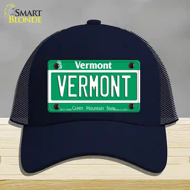 HAT16-MLP-10658 Vermont Green Mountain State Novelty License Plate Hat, Mesh - Navy
