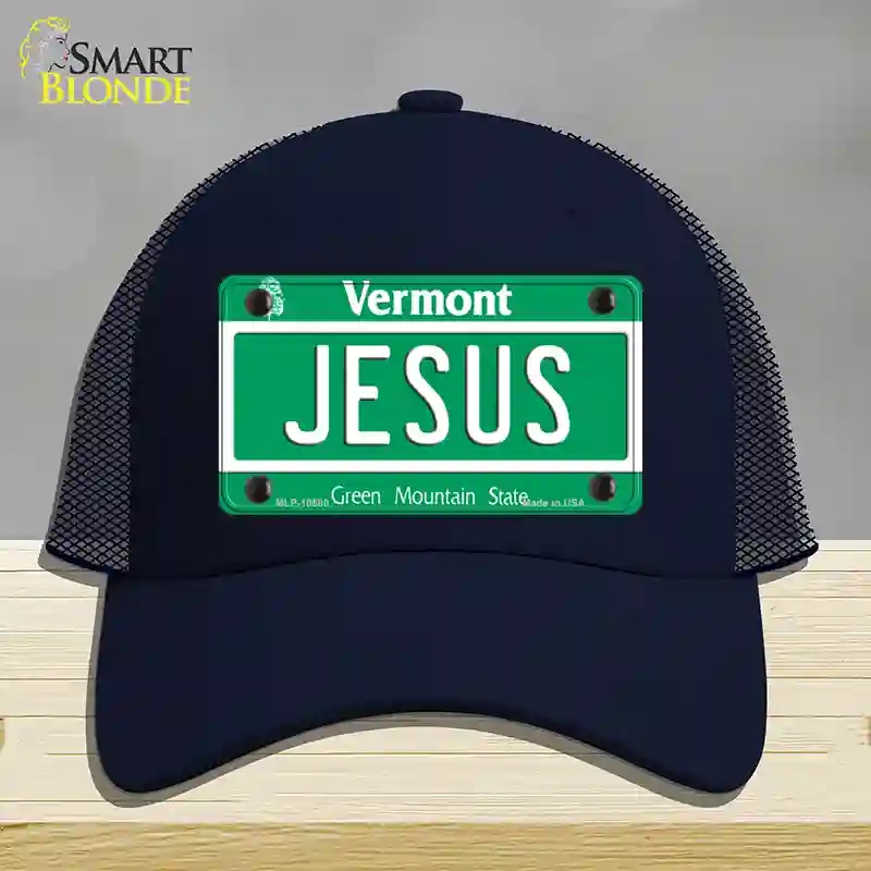 HAT16-MLP-10680 Jesus Vermont Novelty License Plate Hat, Mesh - Navy