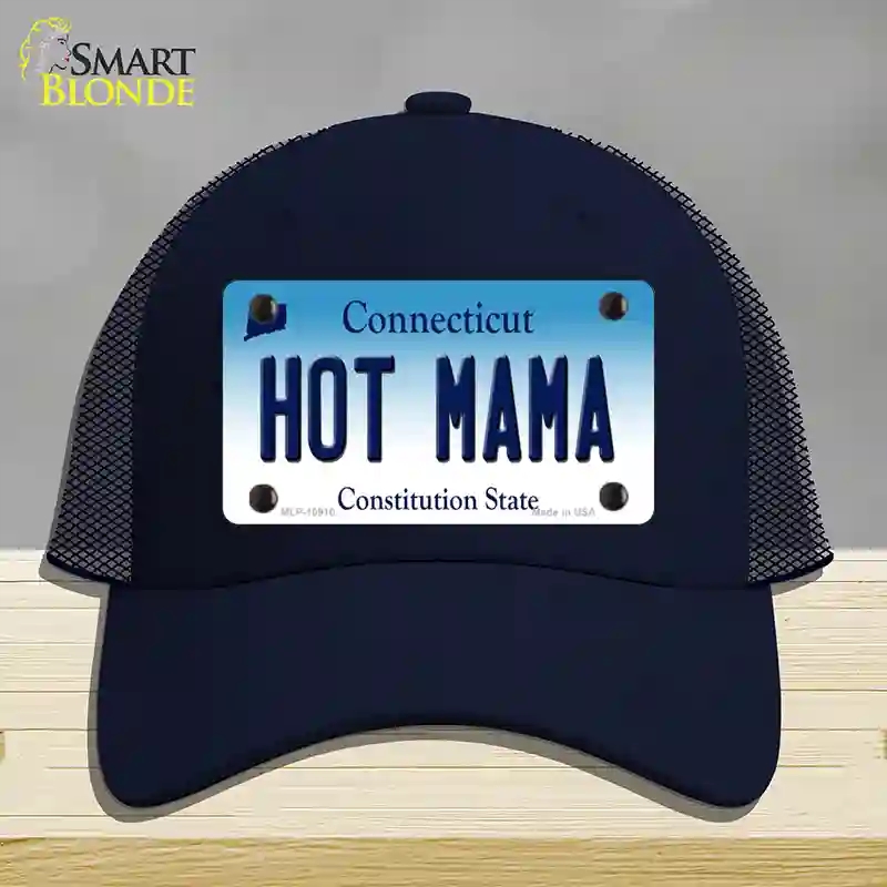 HAT16-MLP-10910 Hot Mama Connecticut Novelty License Plate Hat, Mesh - Navy