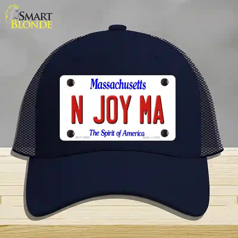 HAT16-MLP-10980 N Joy MA Massachusetts Novelty License Plate Hat, Mesh - Navy