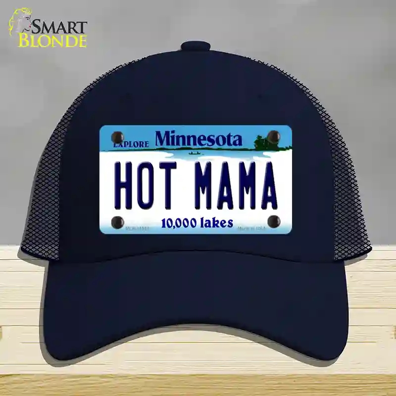 HAT16-MLP-11061 Hot Mama Minnesota State Novelty License Plate Hat, Mesh - Navy