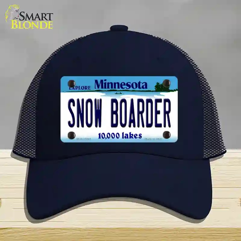 HAT16-MLP-11083 Snow Boarder Minnesota State Novelty License Plate Hat, Mesh - Navy