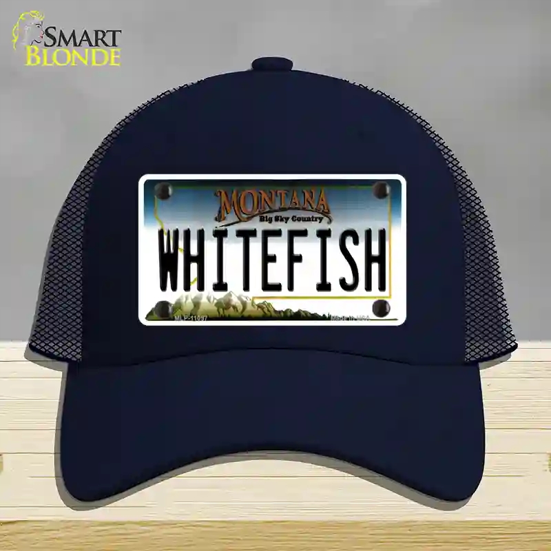 HAT16-MLP-11097 Whitefish Montana State Novelty License Plate Hat, Mesh - Navy