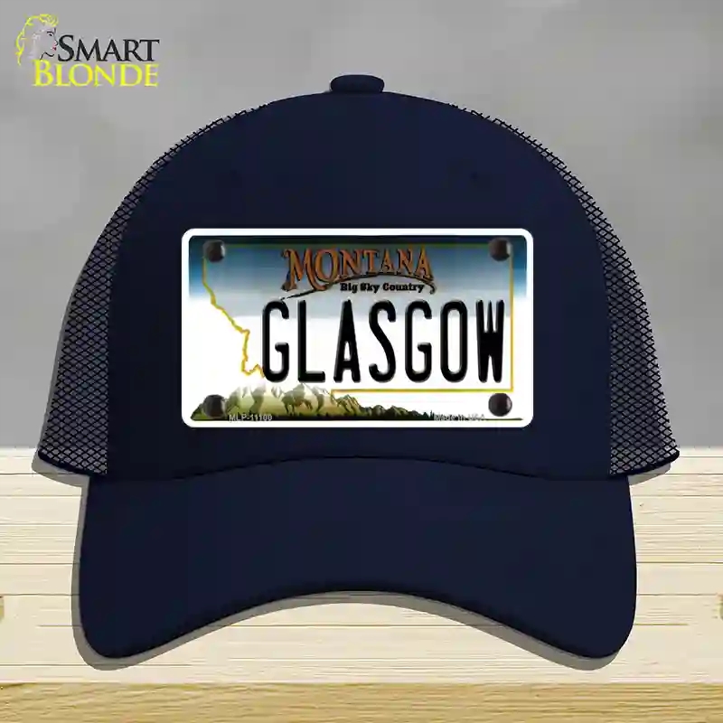 HAT16-MLP-11100 Glasgow Montana State Novelty License Plate Hat, Mesh - Navy