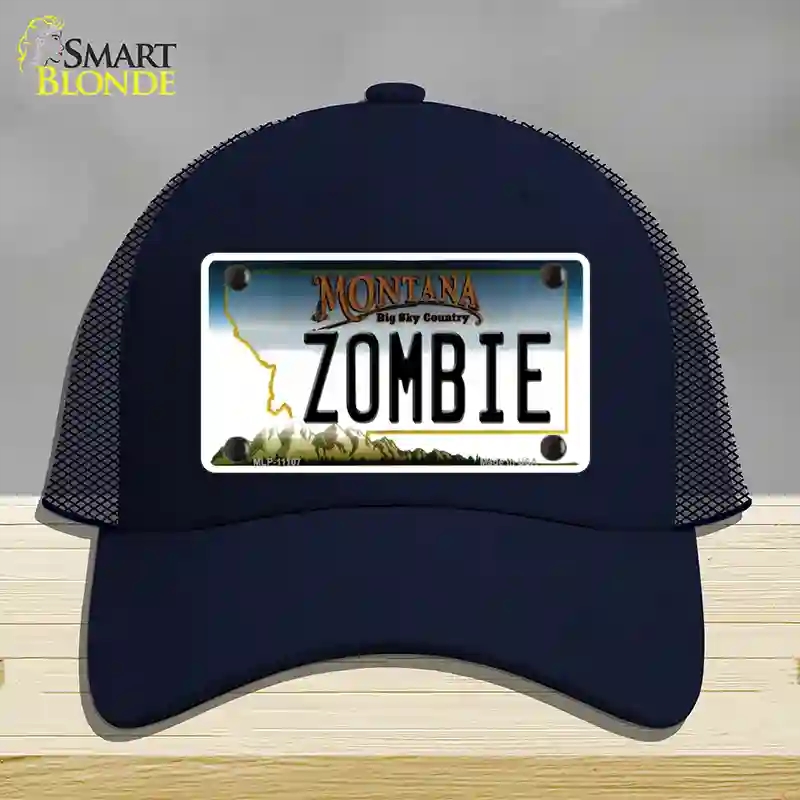 HAT16-MLP-11107 Zombie Montana State Novelty License Plate Hat, Mesh - Navy