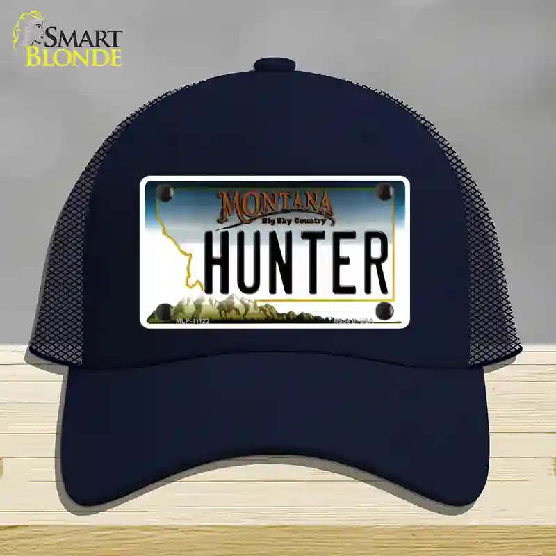 HAT16-MLP-11122 Hunter Montana State Novelty License Plate Hat, Mesh - Navy