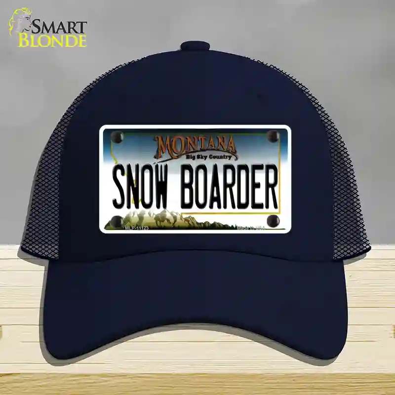 HAT16-MLP-11123 Snow Boarder Montana State Novelty License Plate Hat, Mesh - Navy