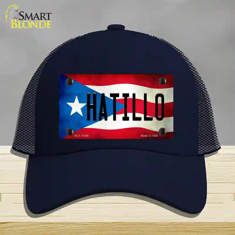 HAT16-MLP-11348 Hatillo Puerto Rico Flag Novelty License Plate Hat, Mesh - Navy