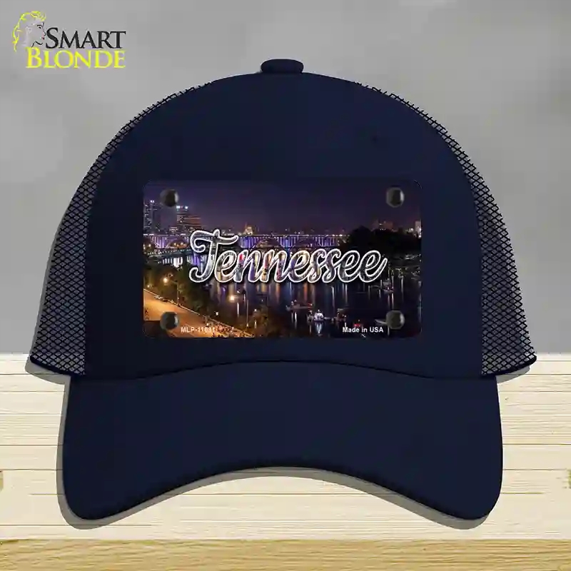 HAT16-MLP-11631 Tennessee Bridge Lights State Novelty License Plate Hat, Mesh - Navy