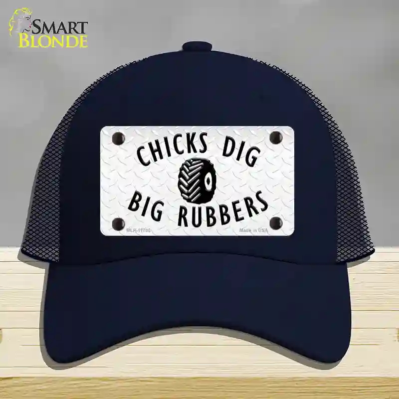 HAT16-MLP-11705 Chicks Dig Big Rubbers Novelty License Plate Hat, Mesh - Navy