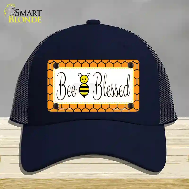 HAT16-MLP-11723 Bee Blessed Simple Novelty License Plate Hat, Mesh - Navy