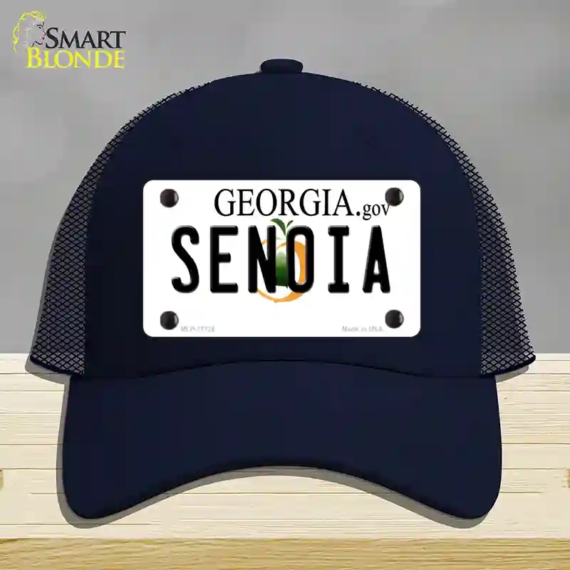 HAT16-MLP-11725 Senoia Georgia State Novelty License Plate Hat, Mesh - Navy