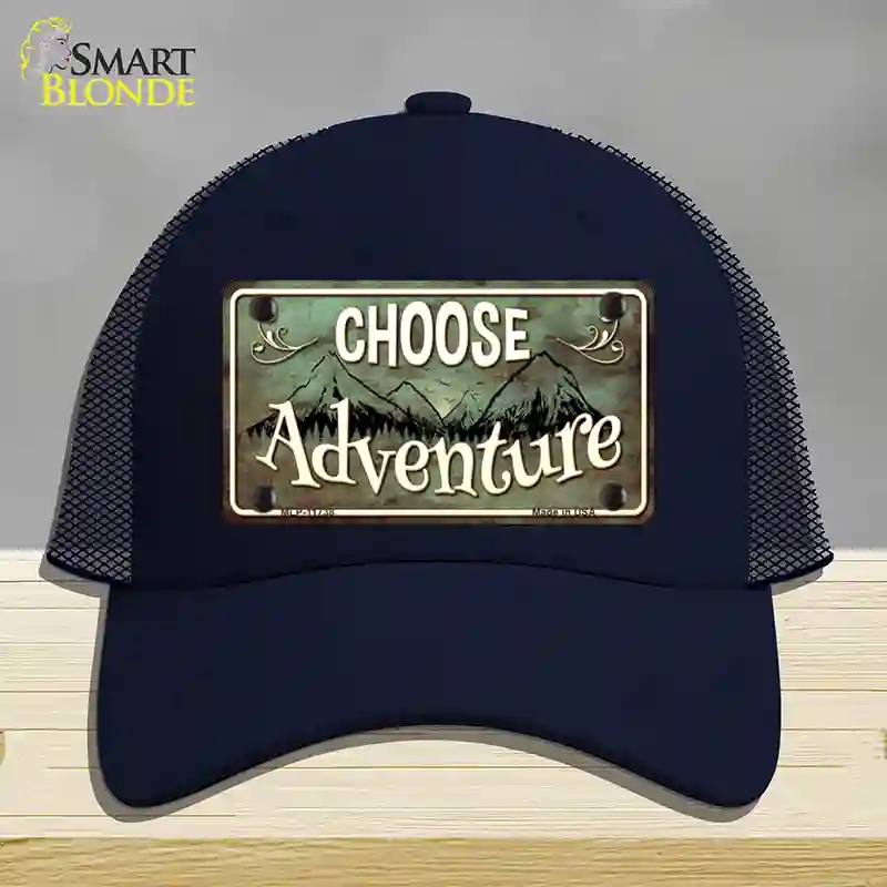 HAT16-MLP-11738 Choose Adventure Novelty License Plate Hat, Mesh - Navy