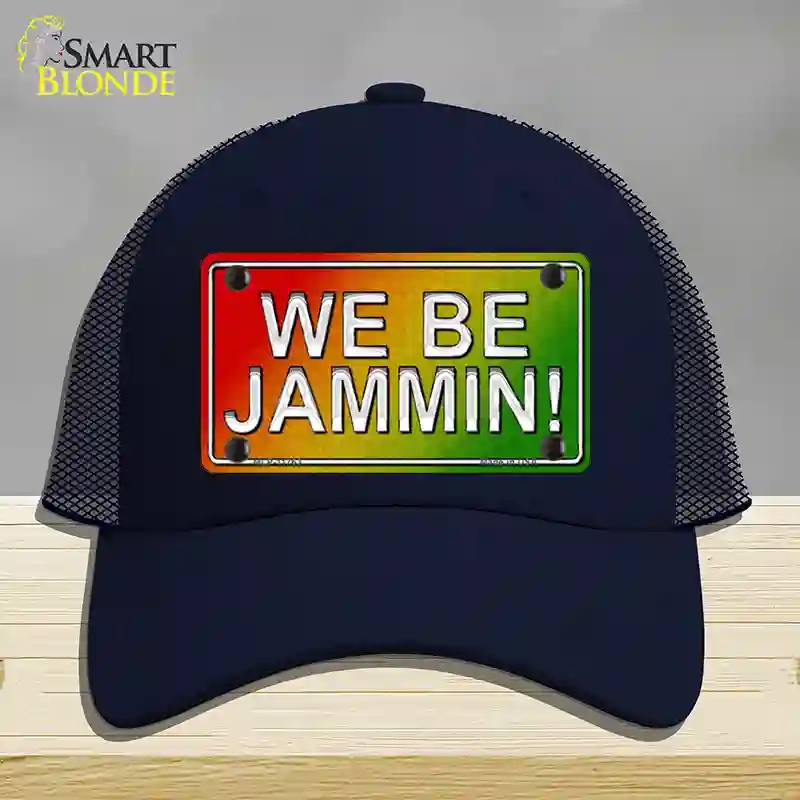 HAT16-MLP-11763 We Be Jamming Rasta Novelty License Plate Hat, Mesh - Navy