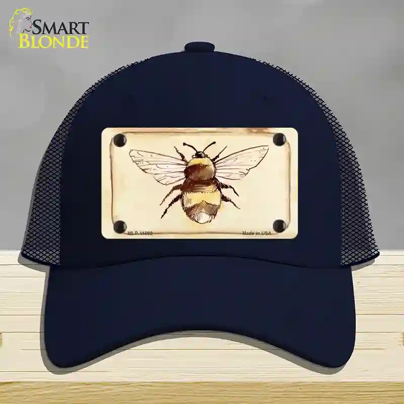 HAT16-MLP-11892 Bumble Bee Watercolor Novelty License Plate Hat, Mesh - Navy