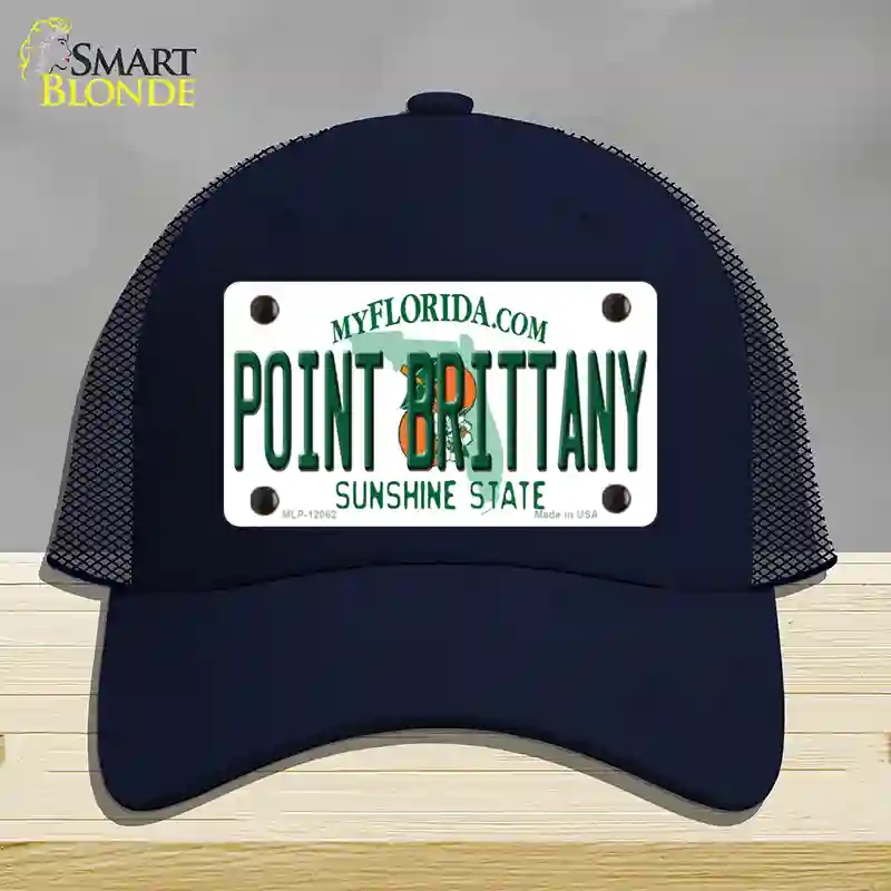 HAT16-MLP-12062 Florida Point Brittany Novelty License Plate Hat, Mesh - Navy
