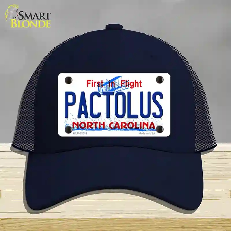 HAT16-MLP-12089 Pactolus North Carolina State Novelty License Plate Hat, Mesh - Navy