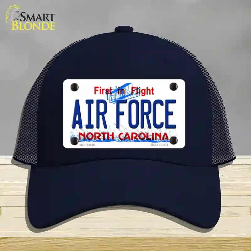 HAT16-MLP-12096 Air Force North Carolina State Novelty License Plate Hat, Mesh - Navy