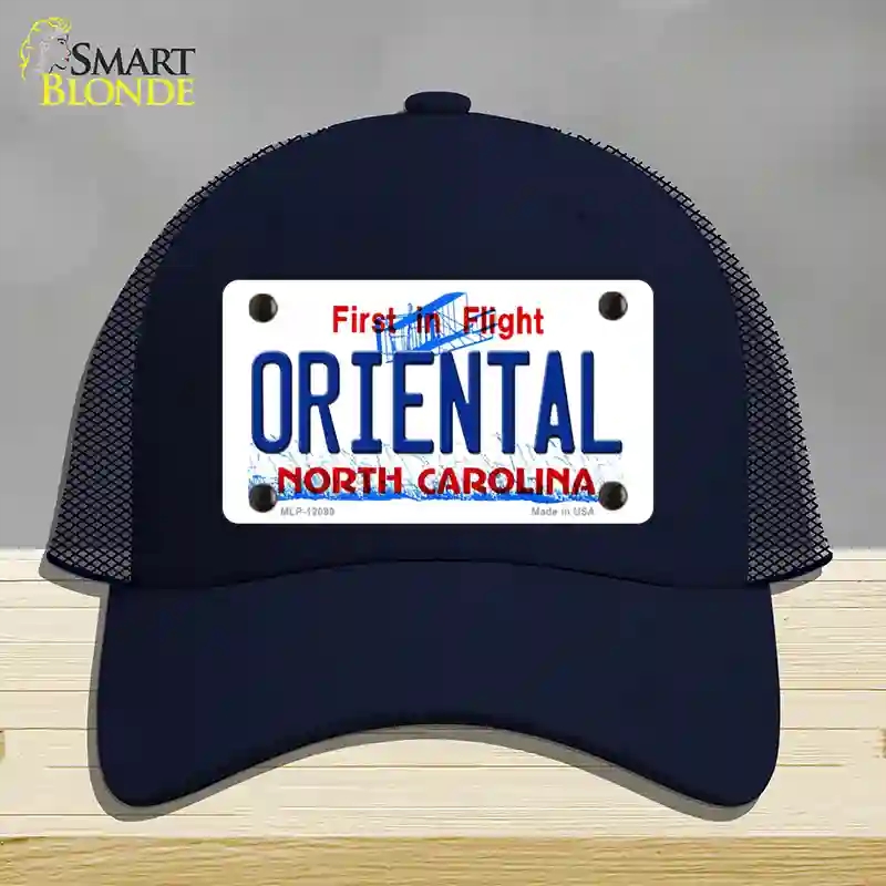 HAT16-MLP-12099 Oriental North Carolina State Novelty License Plate Hat, Mesh - Navy