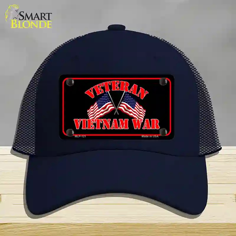 HAT16-MLP-121 Vietnam War Veteran Novelty License Plate Hat, Mesh - Navy