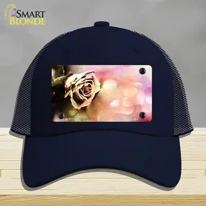 HAT16-MLP-12214 Watercolor Rose Novelty License Plate Hat, Mesh - Navy