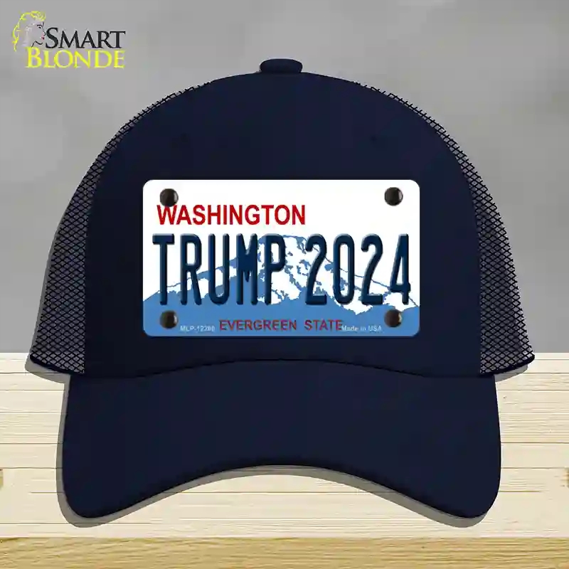 HAT16-MLP-12260 Trump 2024 Washington Novelty License Plate Hat, Mesh - Navy
