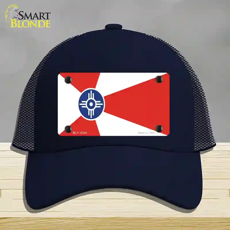 HAT16-MLP-12284 Wichita Flag Novelty License Plate Hat, Mesh - Navy