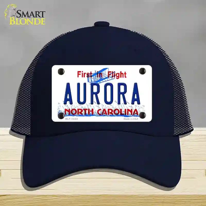 HAT16-MLP-12294 North Carolina Aurora Novelty License Plate Hat, Mesh - Navy