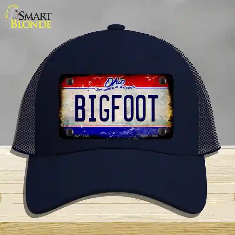 HAT16-MLP-12498 Bigfoot Ohio Novelty License Plate Hat, Mesh - Navy