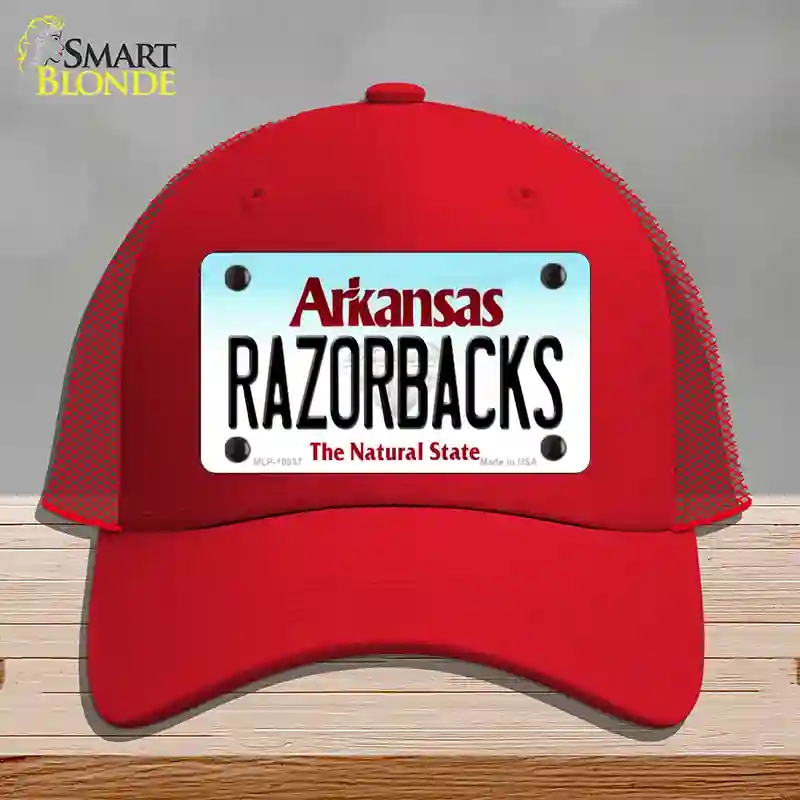 HAT17-MLP-10037 Razorbacks Arkansas Novelty License Plate Hat, Mesh - Red